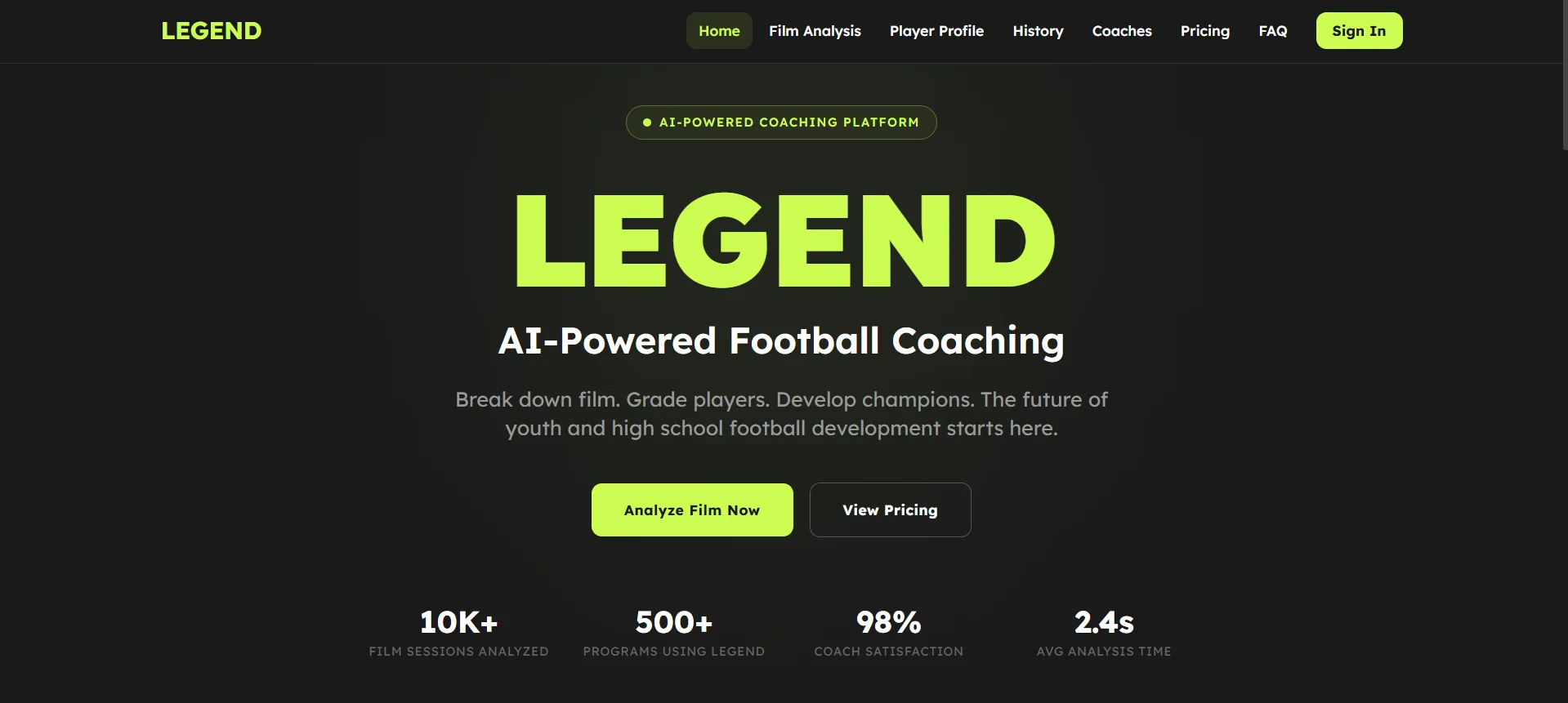Legend — screen 1